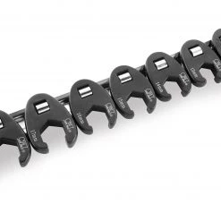 BikeMaster 10-Piece 3/8" Drive Metric Flare Crow Foot Wrench Set On Rail